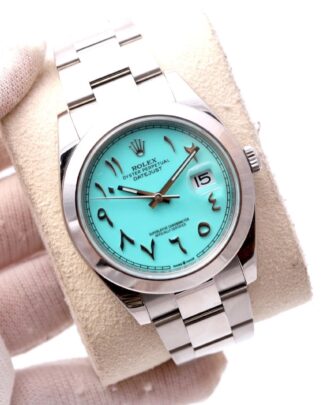 Rolex Datejust 126300 41mm Blue Tiffany Arabic Dial Oyster Steel Men's Watch