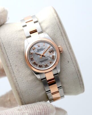 Rolex Datejust 26mm 179161 Rose Gold & Steel Oyster Mother of Pearl Women's Watch