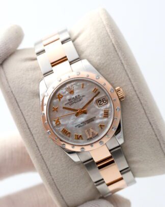 Rolex Datejust 31mm Everose 178341 MOP Dial Scatter Diamond Bezel Women's Watch