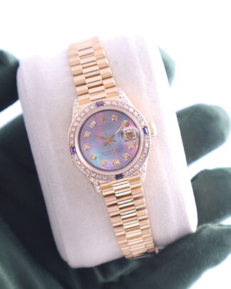 Rolex Datejust 69178 26 mm 18 ct Gold Blue Tahitian Diamond Dial Women’s Watch