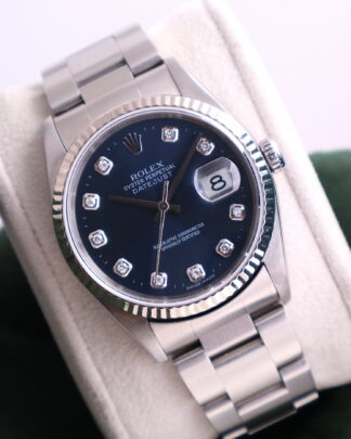 Rolex Datejust 36mm 16234 Oyster Bracelet Factory Blue Diamond Dial Men's Watch