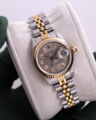 Rolex Datejust 26mm 69173 Grey Diamond Dial Fluted Bezel Jubilee Ladies Watch