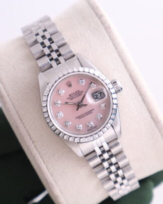Rolex Datejust 69174 26mm Pink Mother of Pearl Diamond Dial Women’s Watch