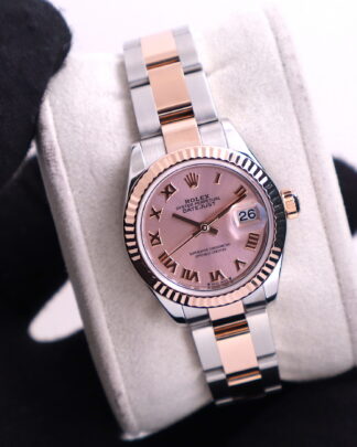 Rolex Datejust 28mm Steel & Rose Gold with Roman Numeral Pink Dial Women's Watch