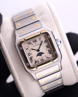 Cartier Santos Galbee Moonphase 119901 Steel & Gold 29mm Quartz Women's Watch