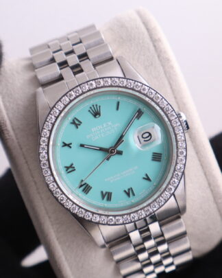 Rolex Datejust 36mm Jubilee 16220 Turquoise Roman Numeral Dial Men's Watch