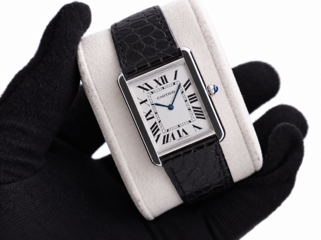 Cartier Tank Solo White Dial 2715 Black Leather Strap 27x35mm Quartz Men's Watch